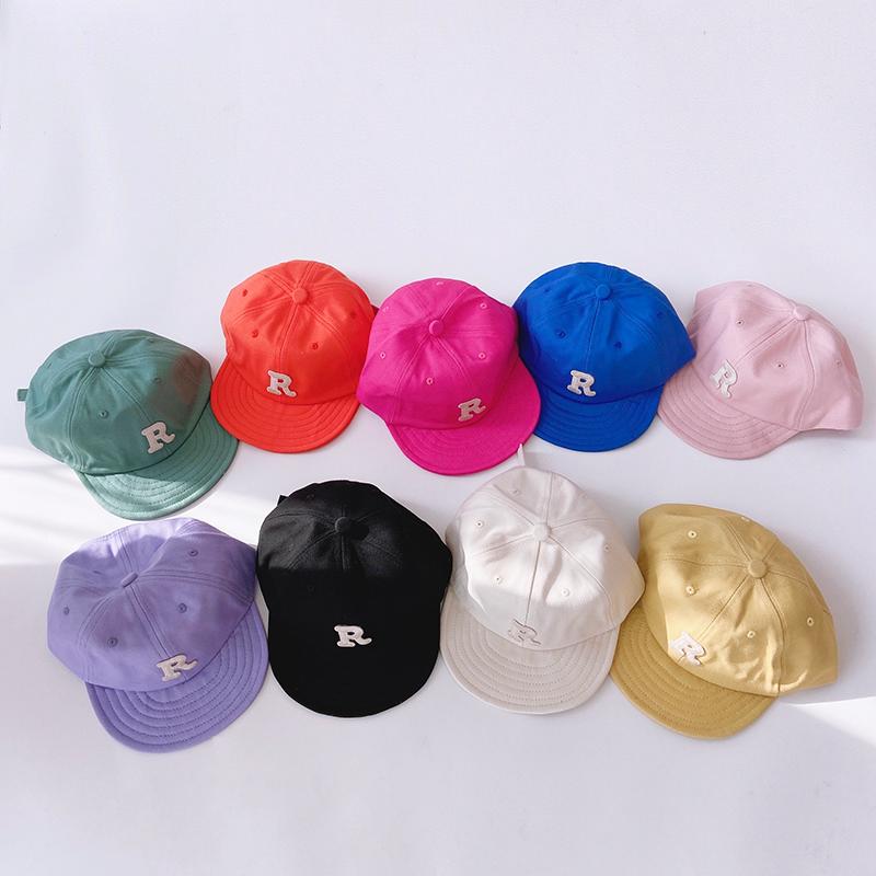 

Hair Accessories Spring Summer Baby Baseball Hats Cotton Kids Boys Girls Sun Fashion Letter R Pattern Children Peaked Caps, Black
