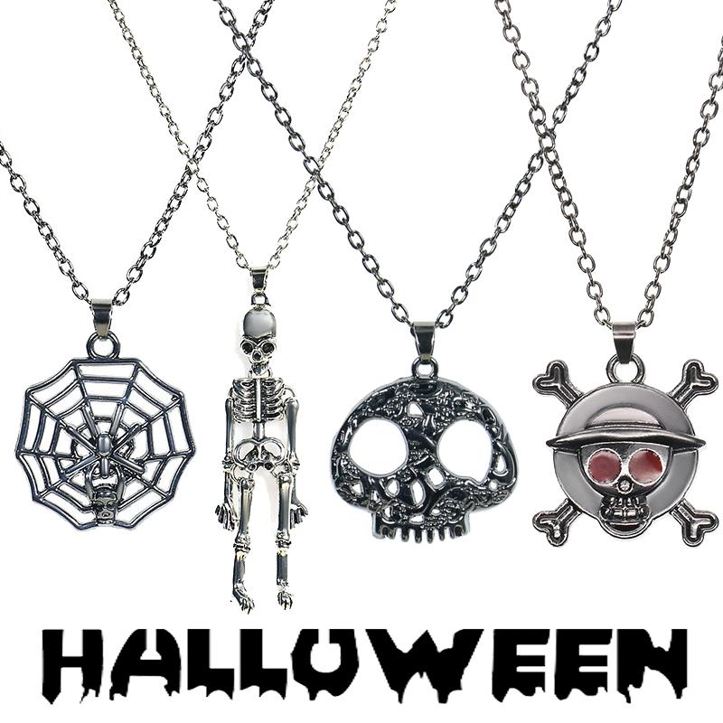 

Pendant Necklaces Gothic Ghost Skeleton Pumpkin Necklace Men Women Punk Hip Hop Neck Chains Vintage Halloween Party Jewelry GiftPendant