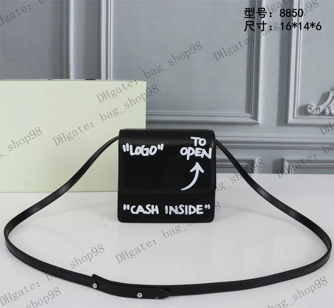 

7A Quality designer women bag OFF arrow LOGO cross body 2022 calfskin trendy square handbag shoulder bag, Dark grey