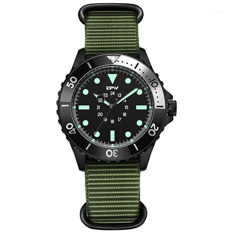 

Wristwatches Field Watch Rotating Bezel NATO Strap 40mm Black Dial 24H Display Analog, Pu strap
