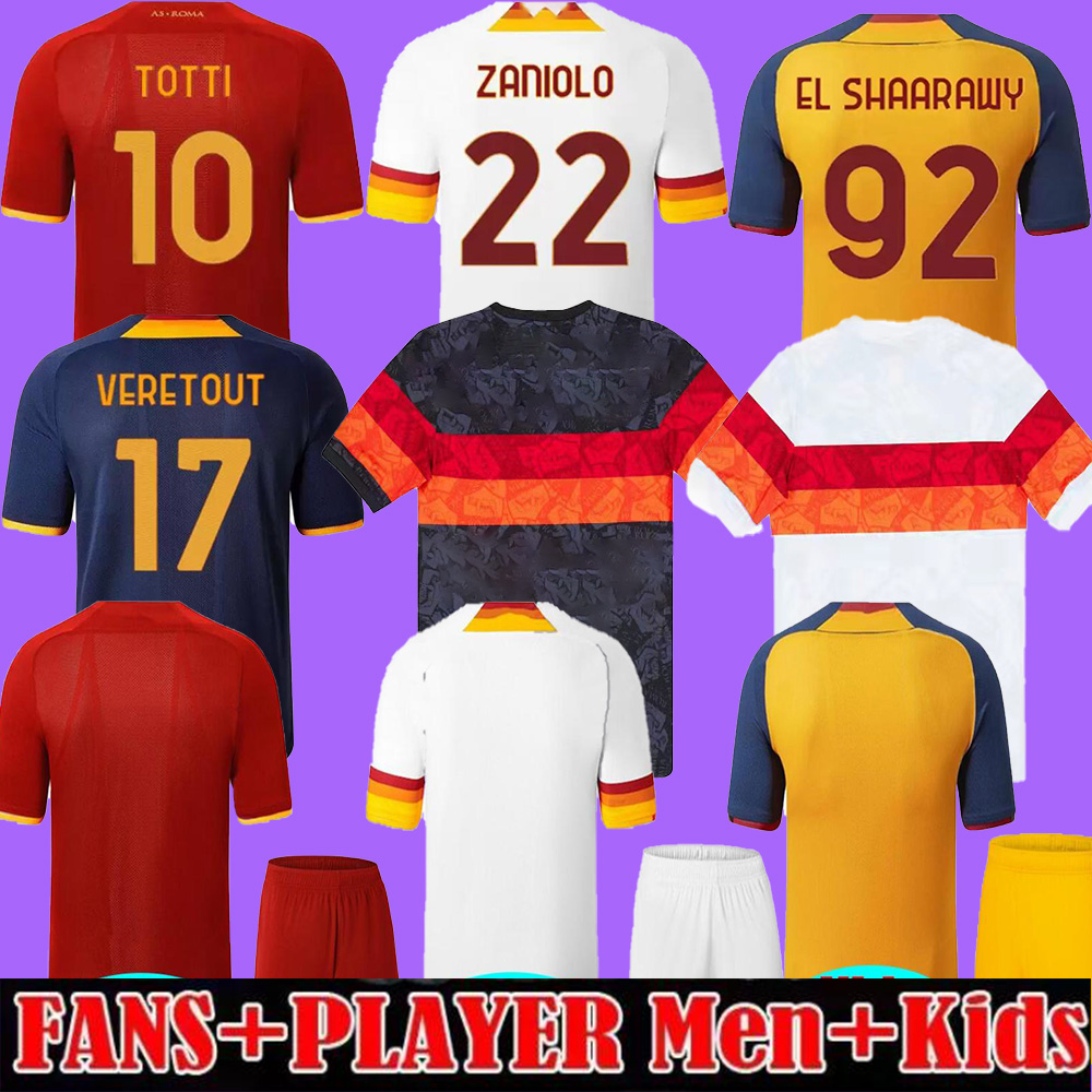 

22 23 home away Jersey Soccer JERSEYS TOTTI DZEKO ZANIOLO KLUIVERT 21 22 As Roma Men + kids kits socks full sets ROME Football Shirt, Luoma 2022 special away