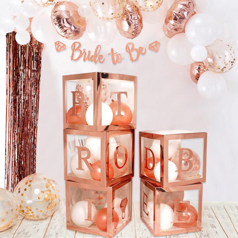 

Party Decoration Baby Shower Rose Gold Transparent Box One Year Christening 1st Birthday Wedding Deco Balloon Girl