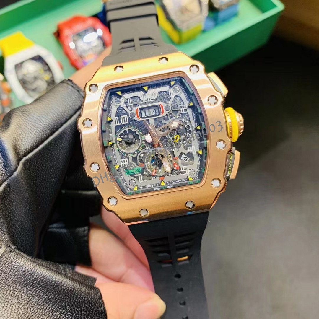 

rose gold RM11-03 Fine Men's Watch Automatic Mechanical Movement Skeleton Hand Wind 316L 41mm*49mm-15mm