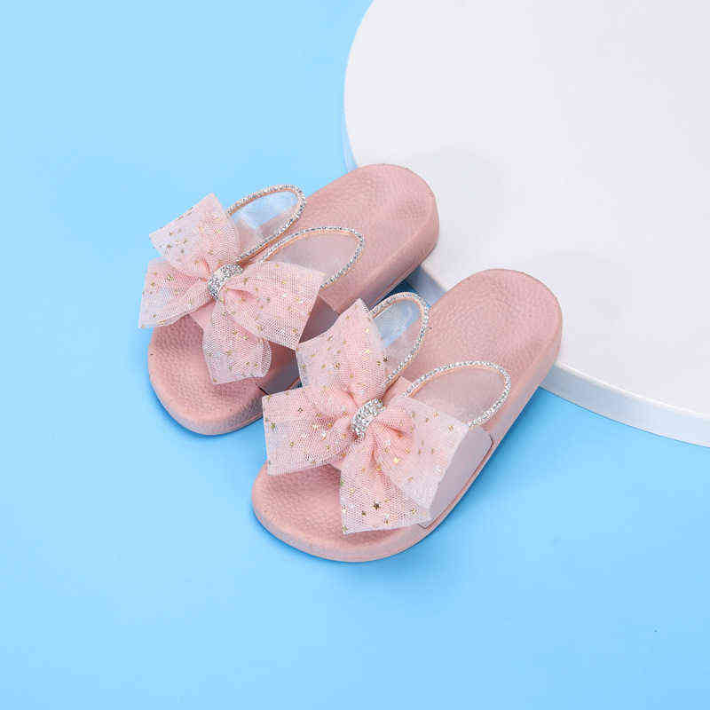 

summer girls slippers kids baby sandals with bow shoes children fashion soft slippers indoor non-slip sandals beach slippers G220418, Black