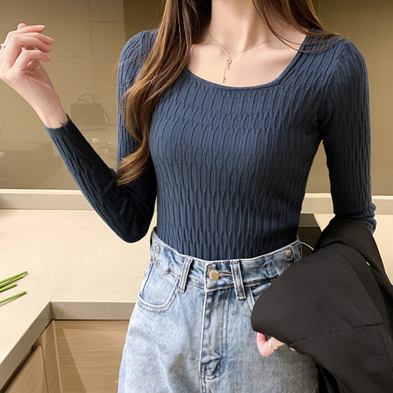 

Casual ONeck Sweater Autumn Winter Slim Sweater Women Solid Knit Ssweaters Pullovers Long Sleeve Soft Femme Jumper Top 220816, Black