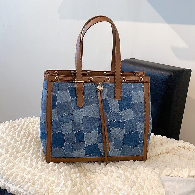 

HBP Large Capacity Bag Female Autumn 2021 New Fashion Shoulder Bags Denim Bag Women Purse Handbag Armpits, Blue-big