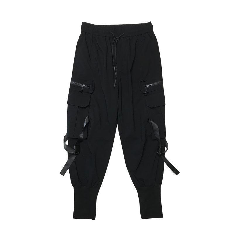 

Men's Pants Emo Harajuku Black Grunge Cargo For Men Punk Trousers Jogging Cyber Cool Korean Hip Hop Summer Techwear BottomsMen's, Belt