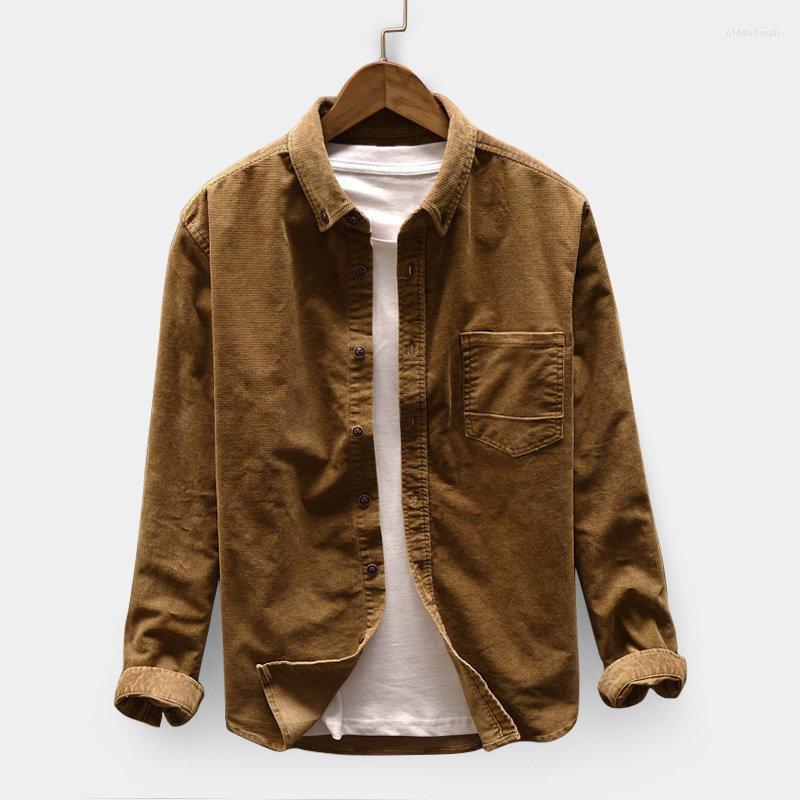 

Men's Casual Shirts Men's Tops Fall Fashion Shirt Long Sleeve Solid Color Retro Corduroy Mens Jackets And CoatsMen's Eldd22, Black