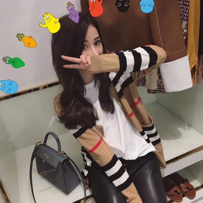 

Women' Knits & Tees Women' Sweater Women Jacket Cashmere Cardigan Mid-Length Knitted V-neck Loose Striped Thin Ladies Trench Coat, Picture color