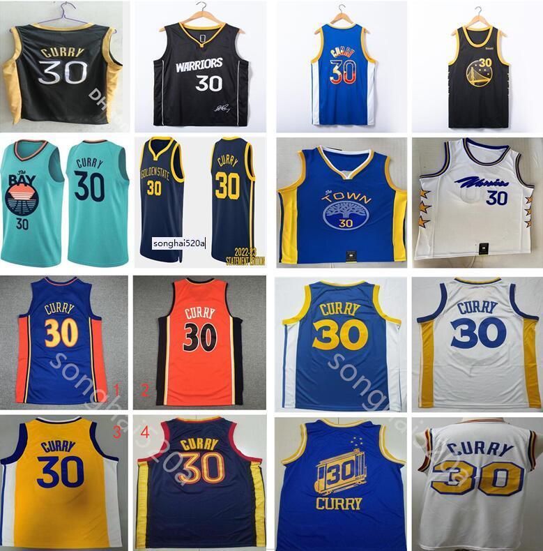

New Stephen Curry Basketball 30 Klay Thompson James Wiseman 22 Wiggins 3 Poole 75th MVP Golden State''Warriors''nba''jerseys, Black