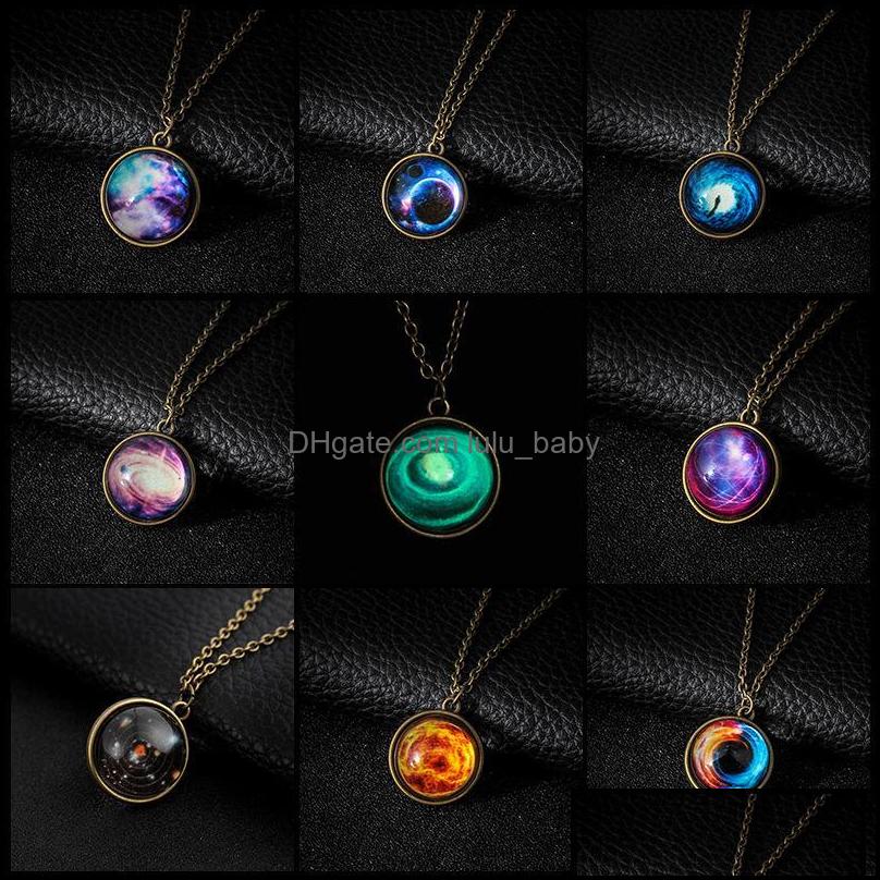 

Pendant Necklaces Collares Ball Glass Necklace Duplex Planet Crystal Stars Galaxy Pattern Girlfriend Gift L Baby Dhepg