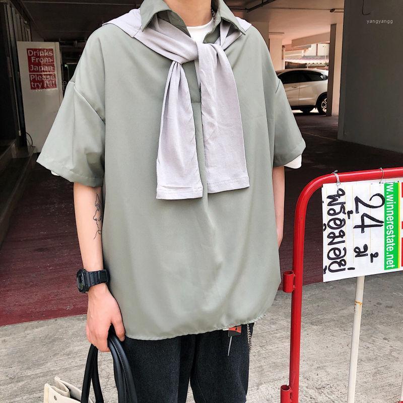 

Summer Pullover Shirts Men's Fashion Casual Men Streetwear Korean Loose Short-sleeved Mens Dress -5XL, Green