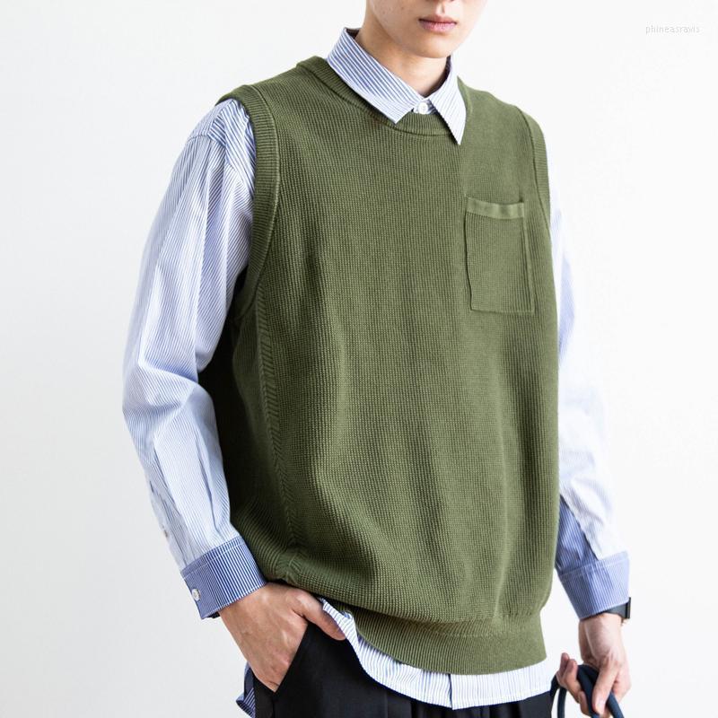 

Men's Vests Autumn And Winter Classic Foundation Versatile Cotton Wool Vest Loose Knitted Sweater Casual Coat For Men WomenMen's Phin22, Black