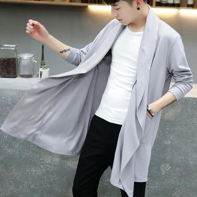 

Men's Trench Coats Spring Autumn Korean Style Vintage Long Coat Man Gothic Hooded Cloak Punk Hip Hop Casual Jacket Cape Homme Kend22, Black