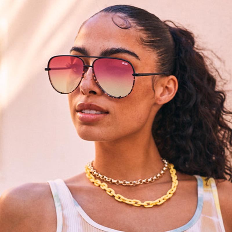 

Sunglasses Quay Pilot Women Brand Design Metal Frame Mirror HIGH KEY Sun Glasses For Vintage Ladies Goggles Female