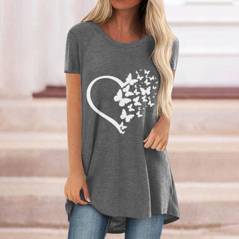 

Women's T-Shirt Womens T Shirts For Summer Short Sleeve Crew Neck Floral Petal Printed Shirt Top Casual Loose Ladies Tee ShirtWomen's, Black