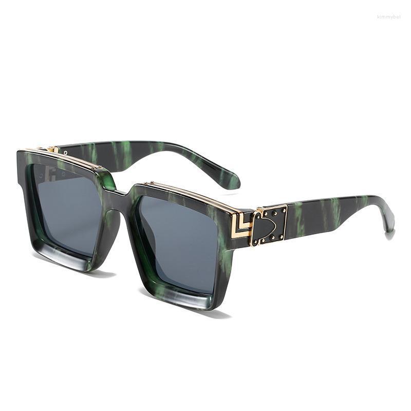

Sunglasses Luxury Designer Retro Millionaire Sun Glasses Square Punk Rock Hip Hop Black Pink Green Men Women Gafas De SolSunglasses Kimm22