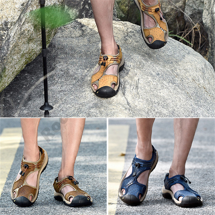 Grande taille sandales hommes 2022 été nouveau respirant orteil sandale loisirs de plein air chaussures de plage décontractées tête couche peau d