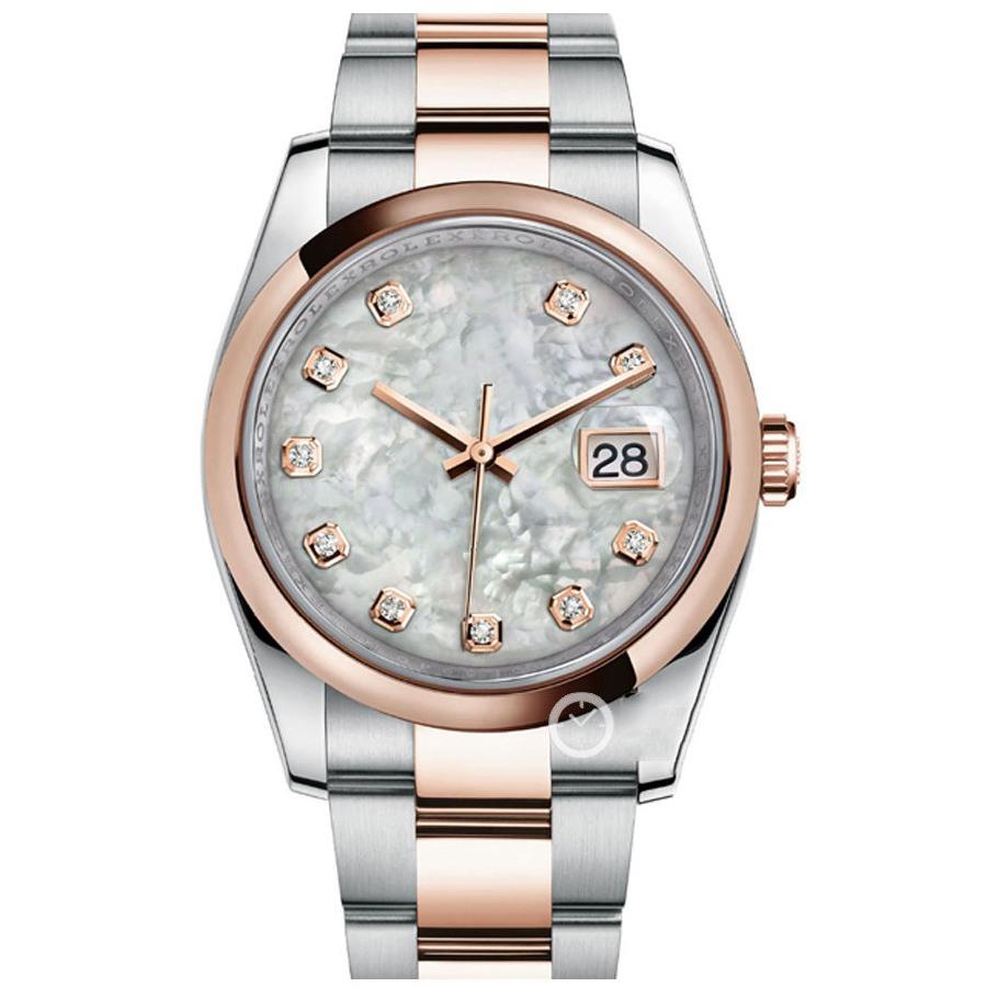 

High Quality Asian Watch 2813 Sports Automatic Mechanical Ladies Watches 116201-0102 36mm White Gradient Dial Rose Gold Case Fashion Folding Clasp Luxury Gold Strap, Multi-color