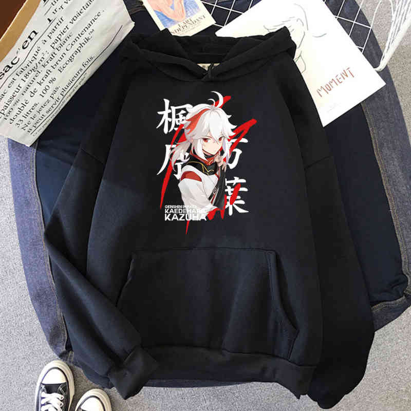 

Kaedehara Kazuha Anime Hoodie Unisex Spring Autumn Oversized Genshin Impact Sweatshirt for Men Women Streetwear Hiphop Pullover, Beige 1