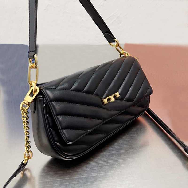 

Baguette Bag Axillary Shoulder Handbag Women Tote Cross Body Bags Genuine Leather Chain Shoulder Strap Metal Hardware Flap Hasp Sewing Thread Cell Phone Pocket, Black