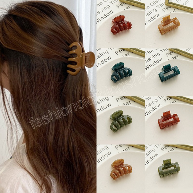 

Elegant Hairpins Jelly Color Crab Barrette Hair Accessories Geometric Hair Claws Handmade Square Semicircle Catch Clip, Mixed color