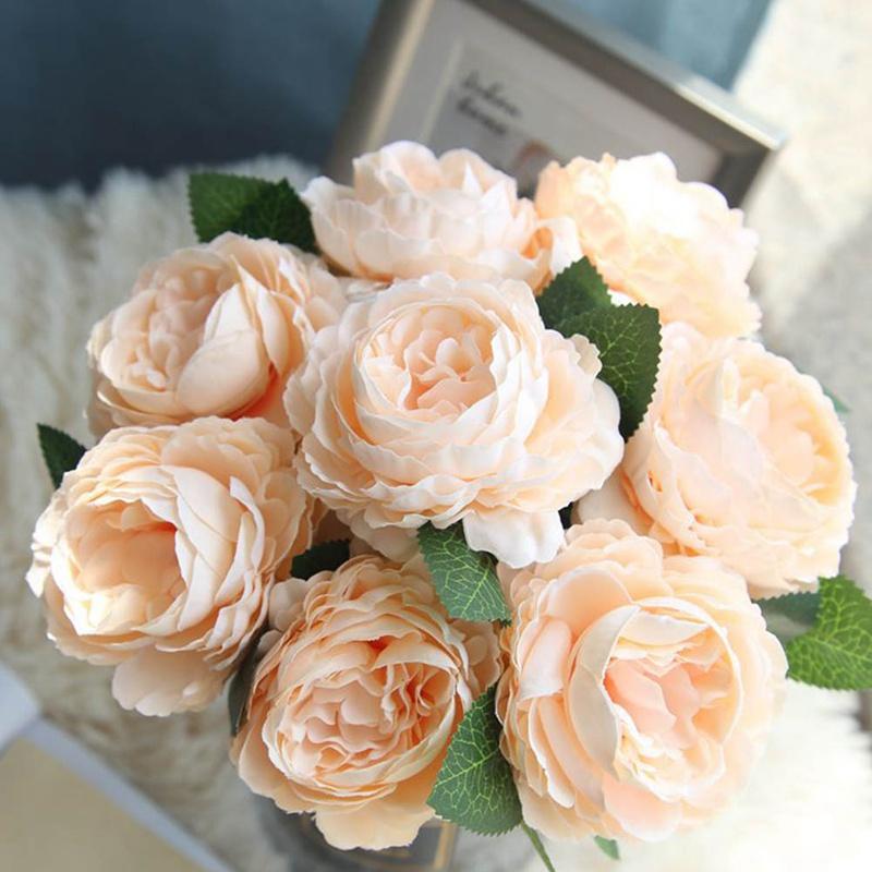 

Decorative Flowers & Wreaths 1PC Artificial Fake Flower Peony Luxury Bouquet Wedding Decoration Home Table, Blue