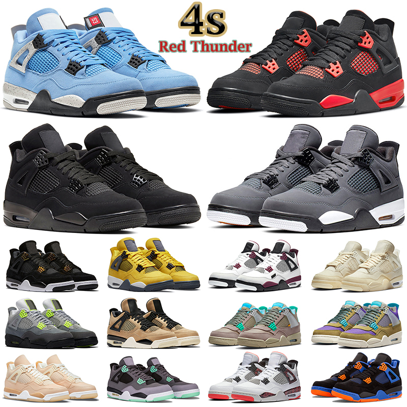 

Men Women Basketball Shoes Jumpman 4s 4 Wild Things Red Thunder Fire What The University Blue White Oreo Black Cat Bred Mens Trainers Sports Sneakers, Bubble bag