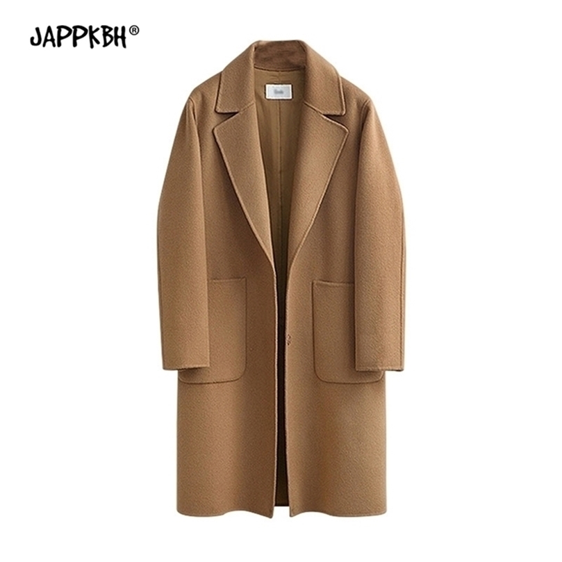 

Autumn Winter Coat Women Casual Plus Size Long Sleeve Thick Jackets Female Vintage Loose Warm Wool Coat Casaco Feminino 5XL 201221, Camel