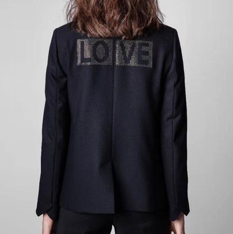 

Women's Suits & Blazers Rhinestones Love Letter Print Women Blazer Coat High Quality Casual Wild Lady Suit Jacket 2022, As show picture