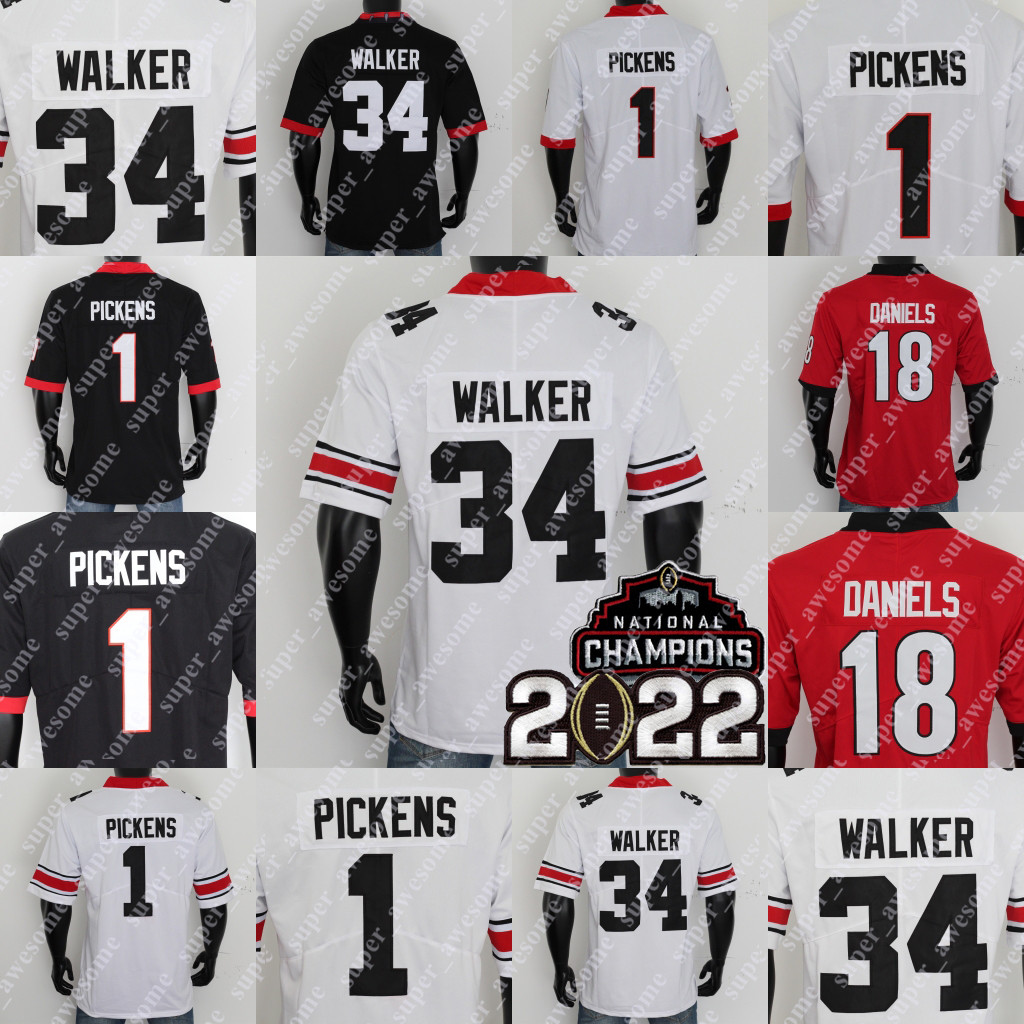 

Football Jerseys 34 Herschel Walker Football Jersey Todd Gurley II Nick Chubb Jake Fromm D'Andre Swift Hines Ward David Pollack Roquan Smith Champ Bailey, Black new-champions patch