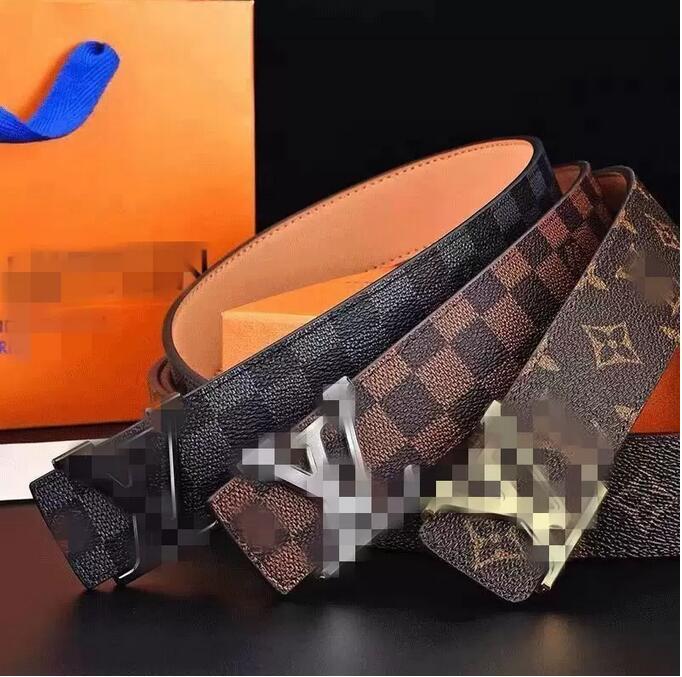 

Fashion Designer Belt for Men Designers Luxury Genuine Leather Belt Business Ceinture Women Big Gold Silver Black Alloy Buckle with Box, Orange box
