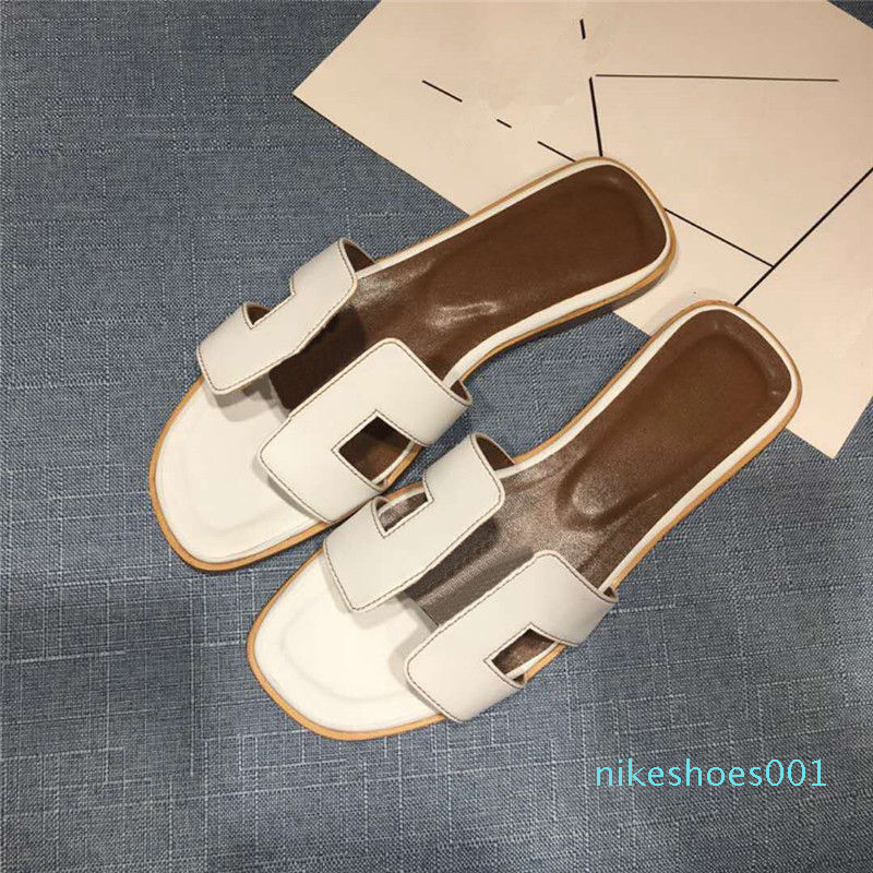 

Classics Woman shoes High Quality slipper Leather Flat Sandals Fashion Designers Slides Slide Rubber Ladies Beach oran sandal sz1, 23#