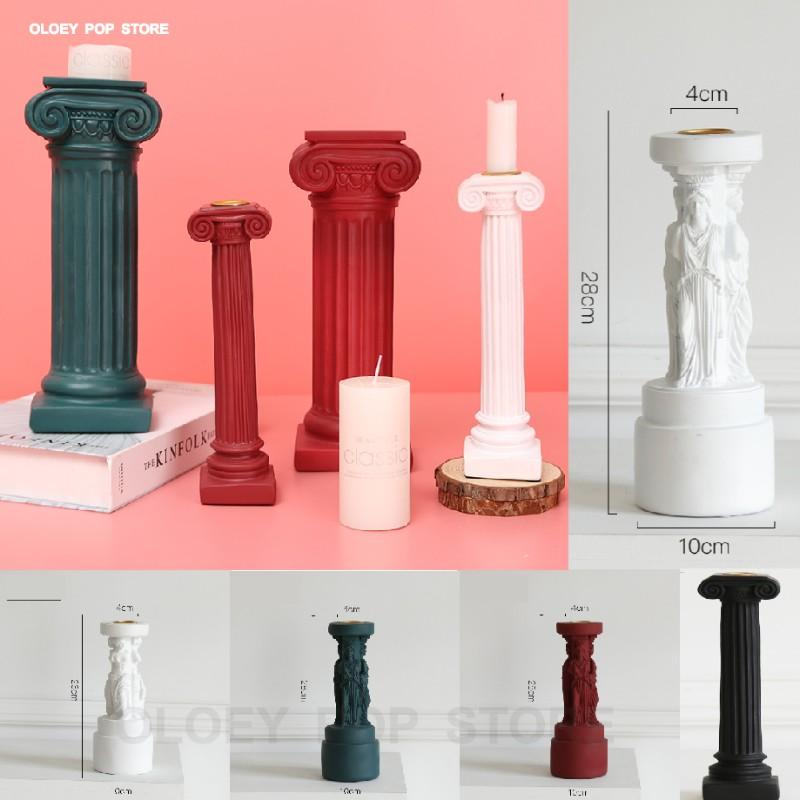 

Candle Holders Roman Column Holder Candlestick European Sophia Statue Resin Sculpture Wedding Centerpiece Home Decor