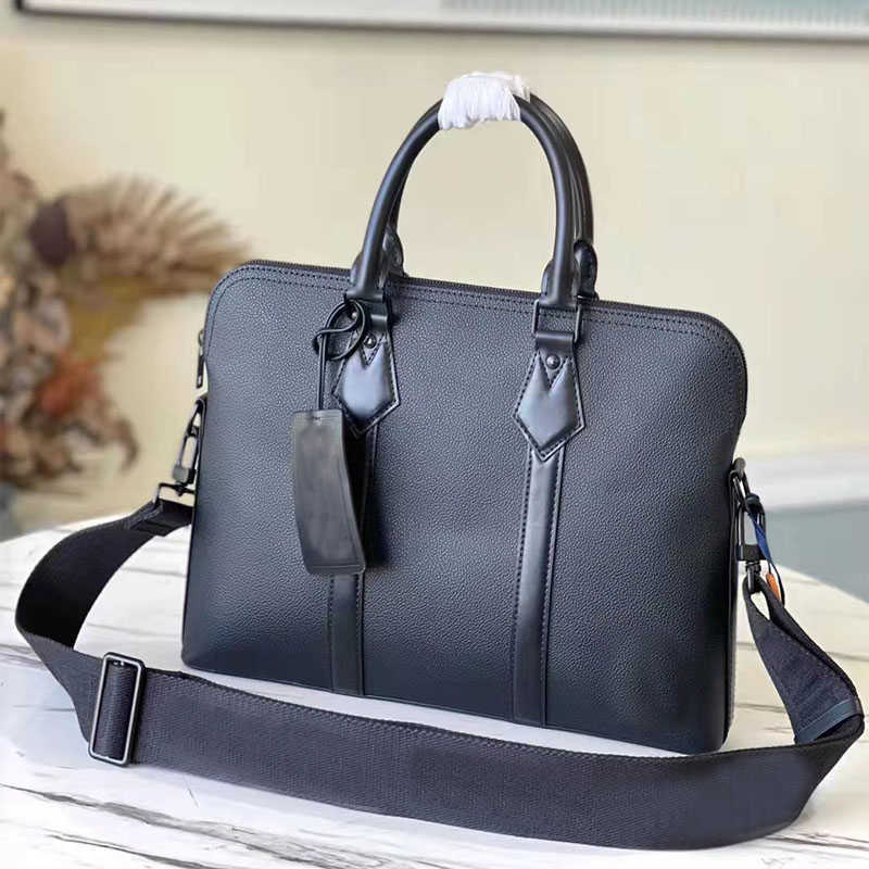 

Luxury Briefcase Men Business Bag Computer Designer Genuine Leather Laptop s Letter Zipper Messenger with Nameplates Totes, Extra shipping(not for sale)