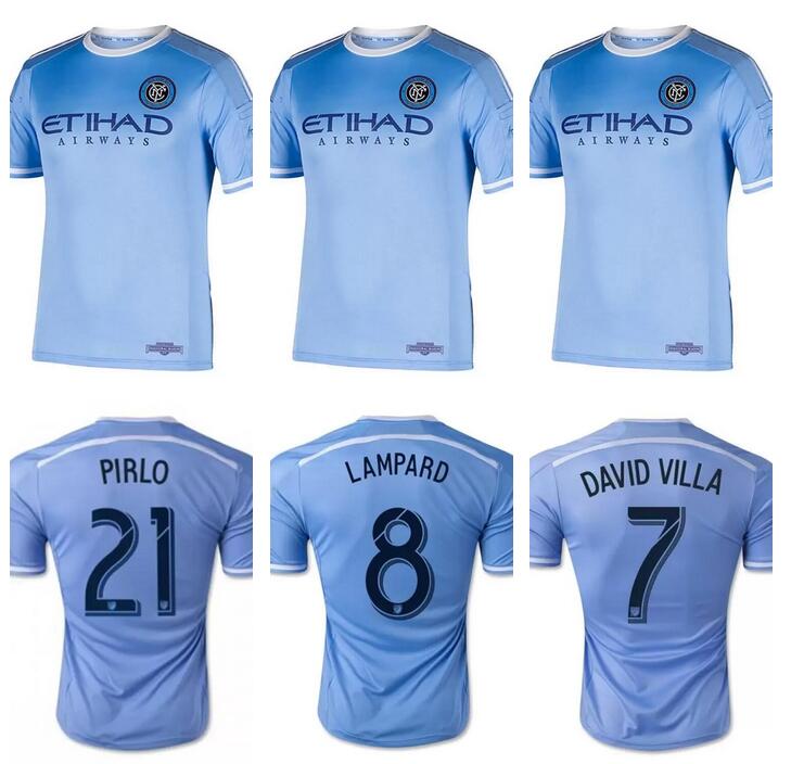 

New York City retro soccer jersey 15 16 nycfc David Villa Lampard Pirlo MIX Diskerud home vintage classic football shirt