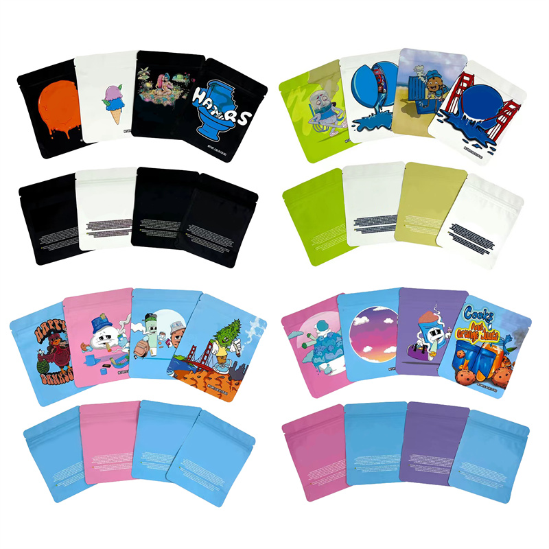 

100pack 3.5 Gram mylar baggies smell proof Bags Pouches Stand-up Ziplock Food Storage resealable Aluminum Foil Dry Flower Food Edible Packaging Bag