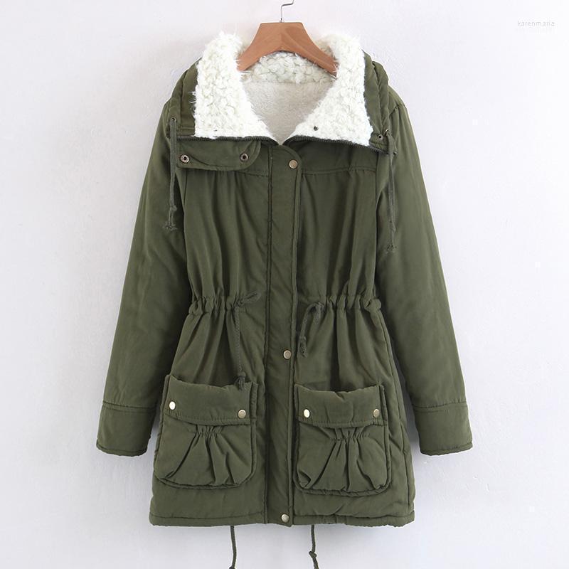 

U-SWEAR Winter Warm Women Faux Fur Parka Coat Turn-down Collar Drawstring Waist Casual Long Outwear Fashion Female Overcoat Kare22, Black