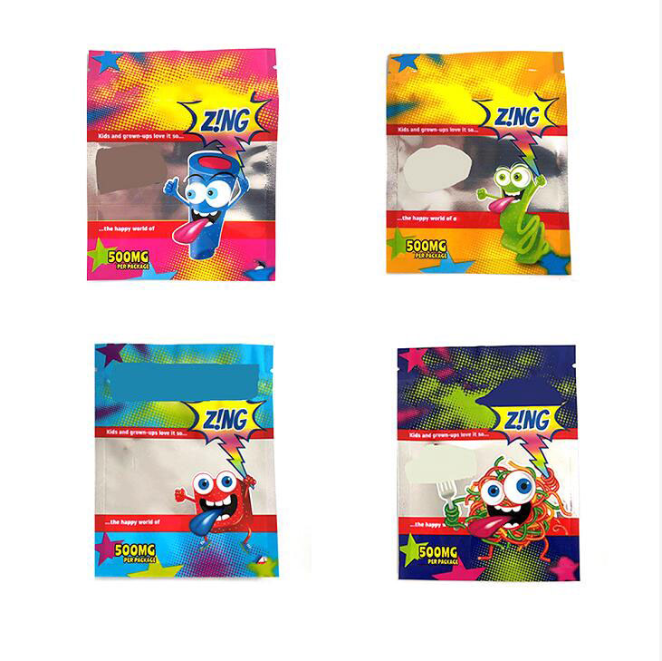 

500mg Empty Edibles Packaging mylar bags Gummies bag Worms Candy edible package rope dope belts Pouch