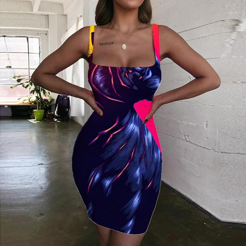 

Casual Dresses KYKU Tiger Women Animals Bodycon Dress Moon Ladies Harajuku Halter Sleeveless Womens Clothing Plus Size Beach, Aadzl-12517
