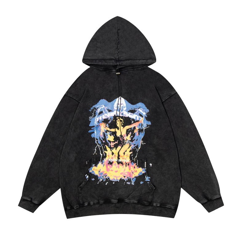 

Oversized Sweatshirts Vintage Washed Black Hoodie Men Women 11 Top Quality Printed Hooded Autumn Winter Pullovers YM