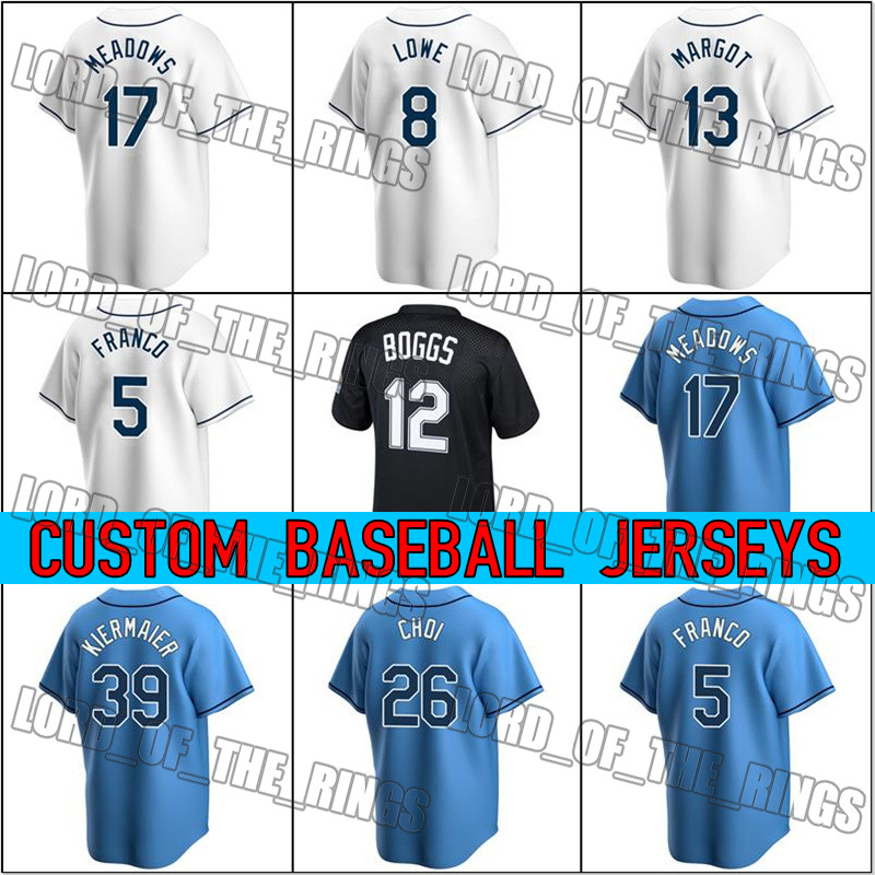 

Baseball Randy Arozarena Wander Franco Jersey Kevin Kiermaier Brandon Lowe Yandy Diaz Jerseys Wade Boggs Taylor Walls Shane McClanahan Mike Zunino Manuel Margot, Man custom size m-xxxl