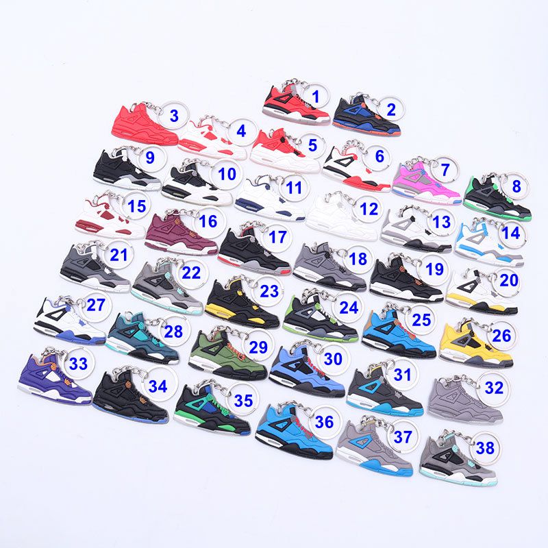 

38 Colors Sneakers Shoes Keychains For Men Women 4 Generation Basketball Gym Shoes Key Chain Bag Charm Car Keyring Accessories Gift