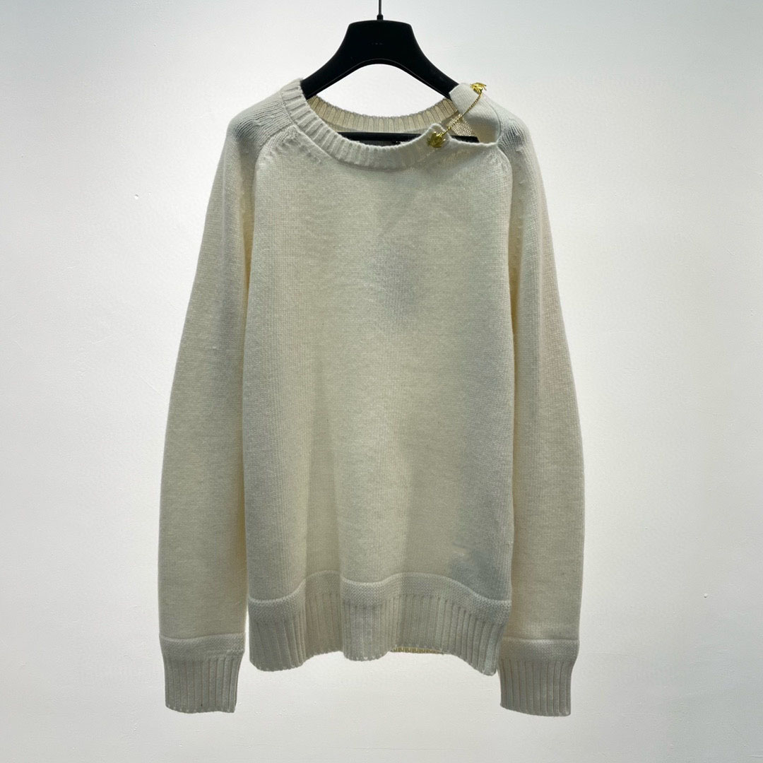 

2022 cashmere sweater autumn men and women Embroidery wool sweater, White