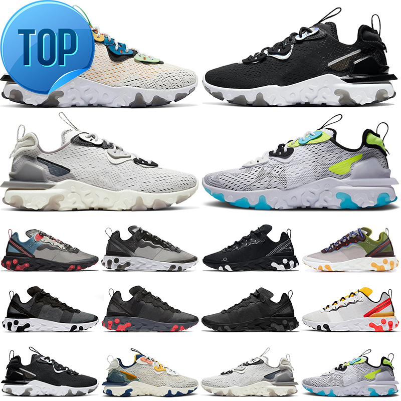 TOP Boots react vision element 55 87 chaussures de course hommes femmes formateurs Triple Black White Iridesc