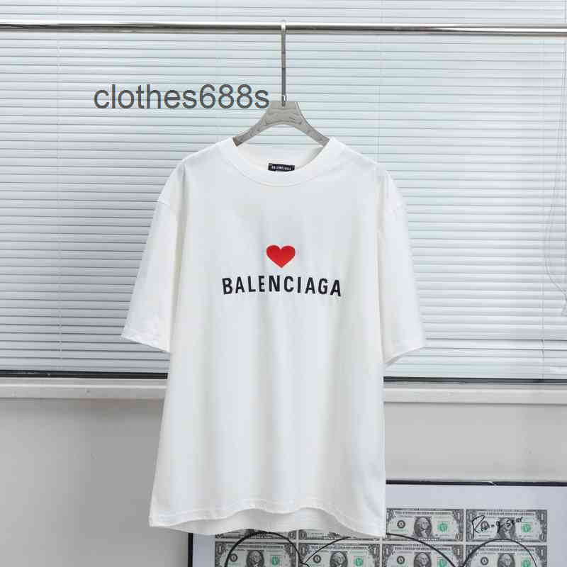 

Summer Sweatshirts T-shirts Fashion 2022 Mens bbalencaigas'ss Spring Paris Heart Embroidery 3d Cherry Thread Short Sleeve T-shirt Men, White