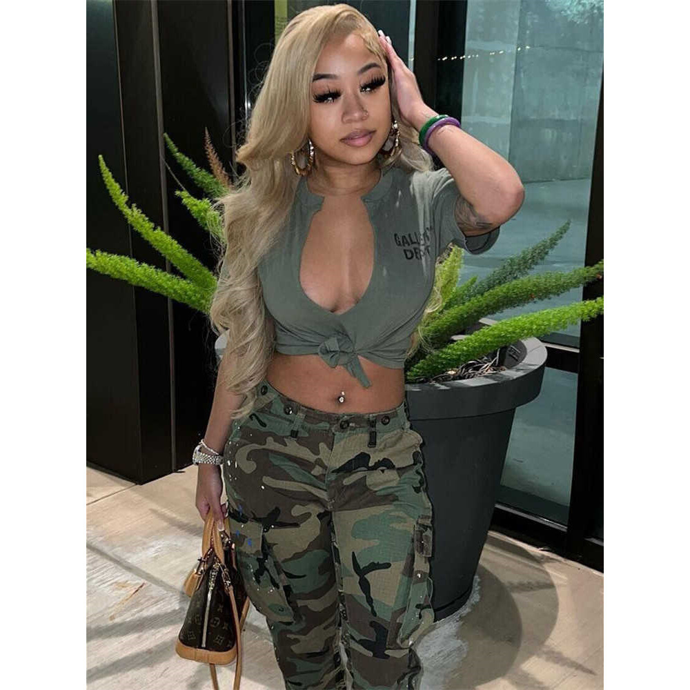 

2022 New Style Womens T-shirt Solid Color Short Sleeve Letter Print Exposed Navel Slim Fit Fashion Sexy Cardigan Crop Tops, White