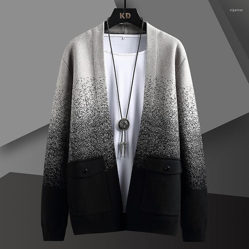 

Men's Sweaters Korean Version Spring And Autumn Contrast Color Knitted Cardigan Men's Brand Slim Sweater Clothing Jacket M-4xlMen's Olga, Gray cc5098