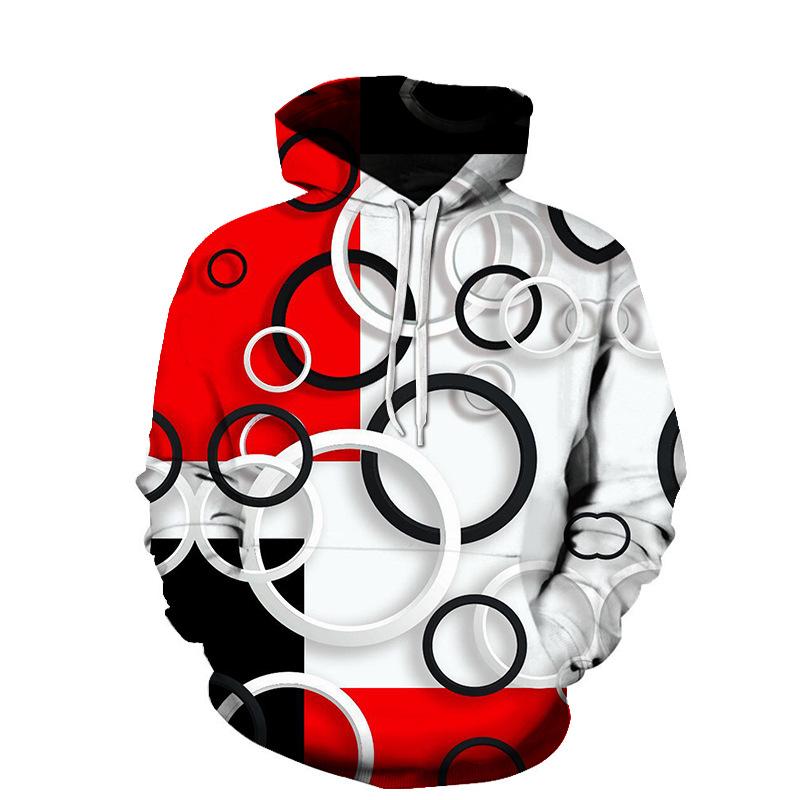

Men's Hoodies & Sweatshirts Spring And Autumn 3D Fashion Trend Irregular Pattern Hooded MenMen's, Red
