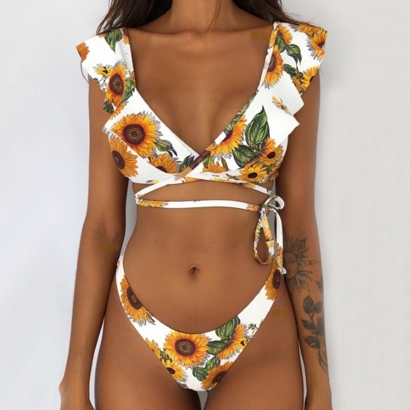 

Sexy Bikini Off The Shoulder Ruffled Swimwear Women Swimsuit Brazilian Bathing Suit Woman Bikini Set Thong Biquinis Y200319, 00